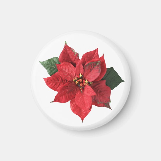 Aimant Poinsettia Rouge de Noël  (Devant)