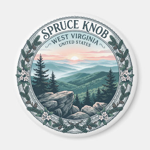 Aimant Point de vue sauvage de Spruce Knob Mountain River