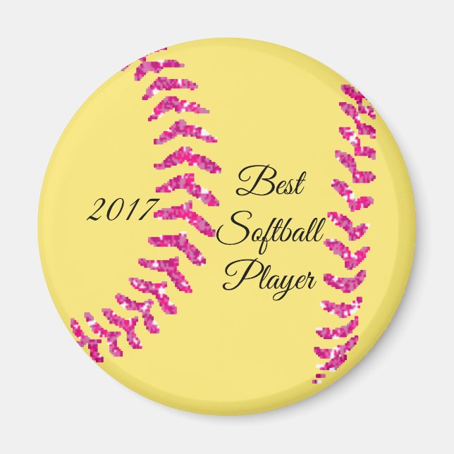 Aimant Points de couture de softball en faux paillettes r (Devant)