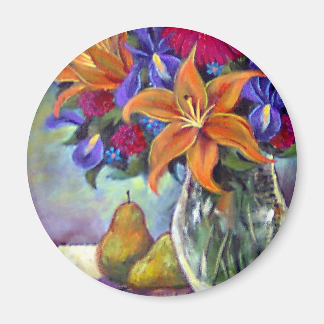 Aimant Poires de vase de fleurs Peinture Art - Multi (Devant)
