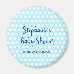 Aimant Pois blanc Turquoise Blue Girl Baby shower garçon