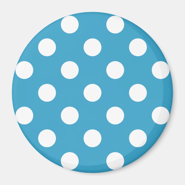 Aimant Pois blancs sur Arrière - plan bleu Peacock (Devant)