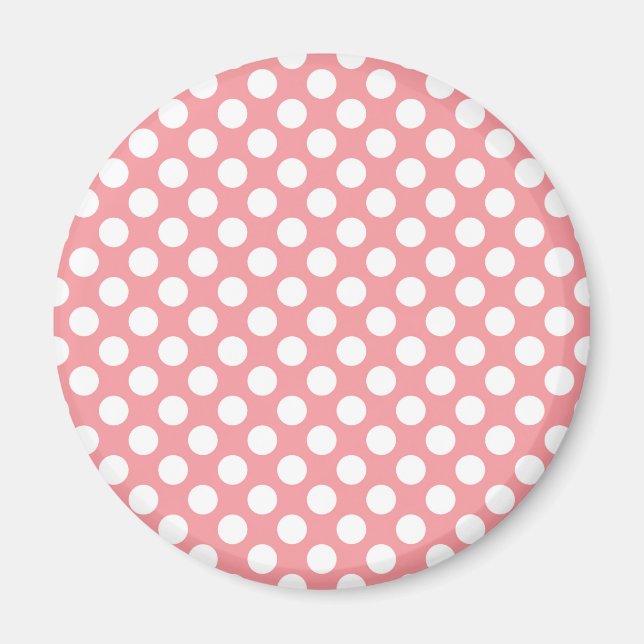 Aimant Pois blancs sur arrière - plan rose (Devant)