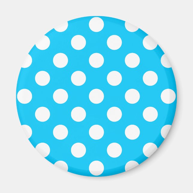 Aimant Pois blancs sur bleu électrique (Devant)