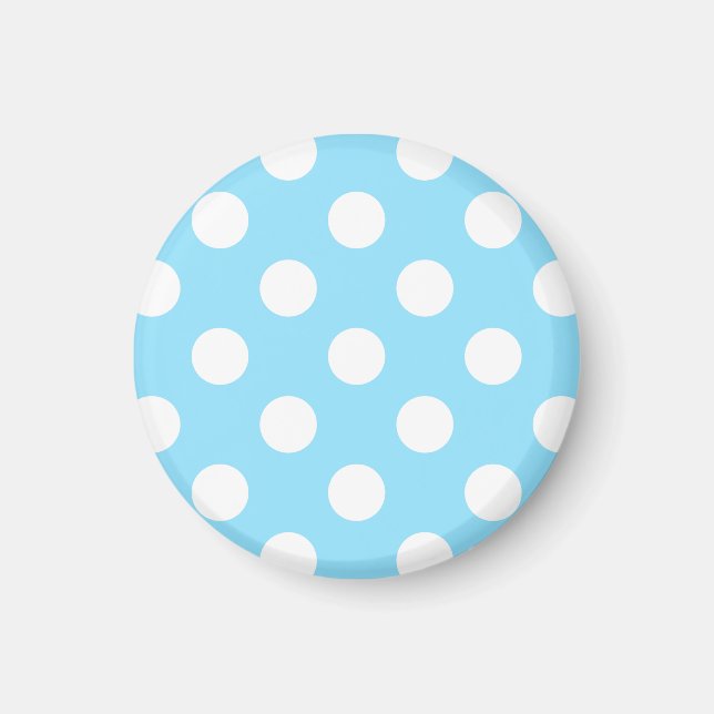 Aimant Pois blancs sur bleu pâle (Devant)
