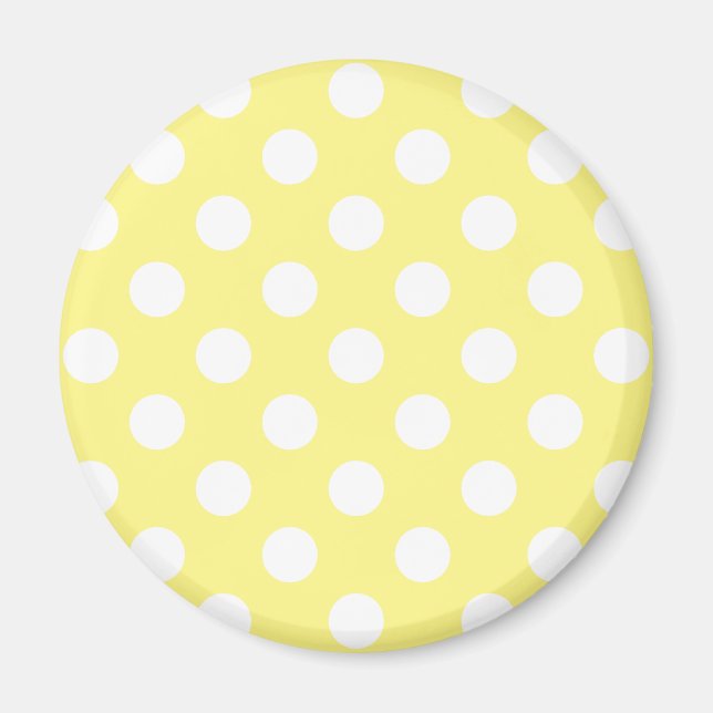 Aimant Pois blancs sur jaune citron (Devant)