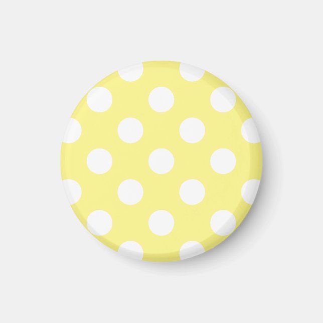 Aimant Pois blancs sur jaune citron (Devant)