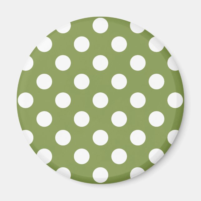 Aimant Pois blancs sur vert olive (Devant)