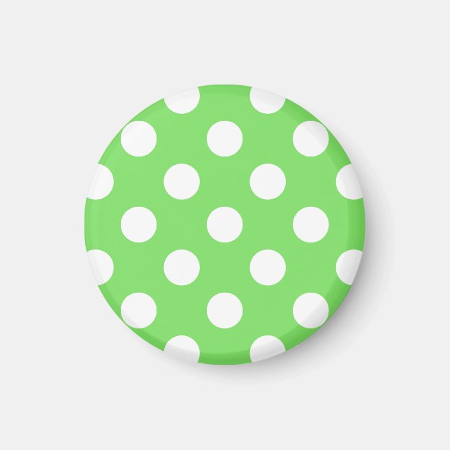 Aimant Pois blancs sur vert pomme (Devant)