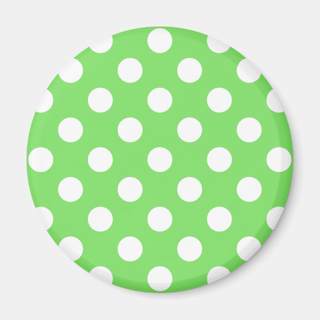 Aimant Pois blancs sur vert pomme (Devant)