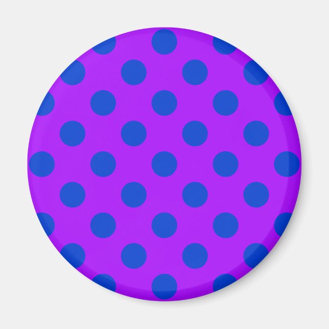 Aimant Pois bleus sur violet (Devant)