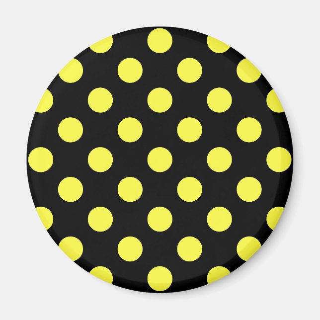Aimant Pois jaunes sur fond noir (Devant)