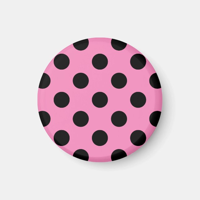 Aimant Pois noirs en rose (Devant)