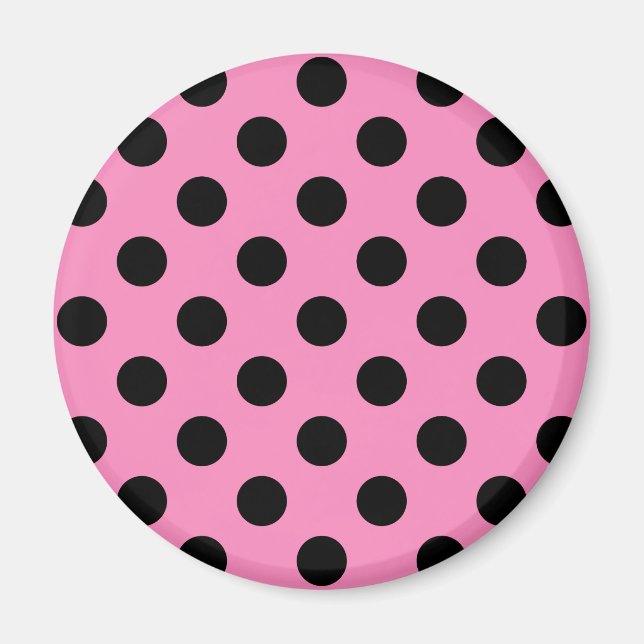 Aimant Pois noirs en rose (Devant)