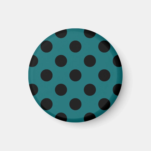 Aimant Pois noirs en turquoise (Devant)