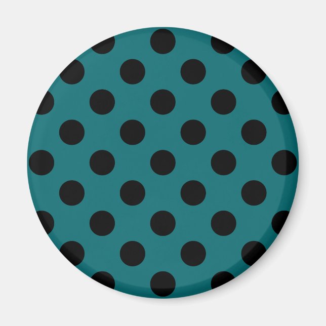 Aimant Pois noirs en turquoise (Devant)