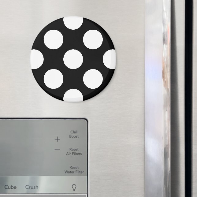 Aimant Pois noirs et blancs, Motif Polka (In situ (réfrigérateur))