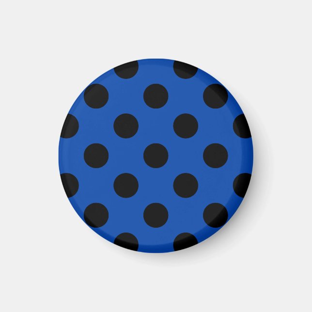Aimant Pois noirs sur bleu royal (Devant)