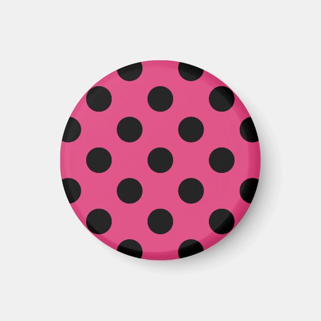 Aimant Pois noirs sur fuchsia (Devant)