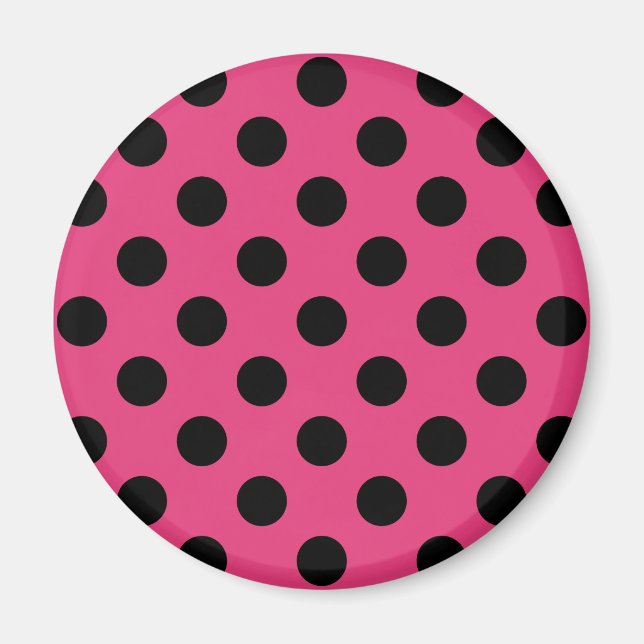 Aimant Pois noirs sur fuchsia (Devant)