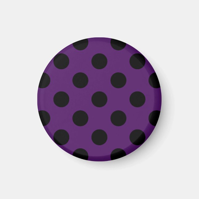 Aimant Pois noirs sur prune violette (Devant)