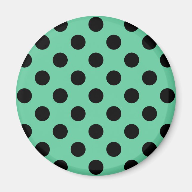 Aimant Pois noirs sur vert menthe (Devant)