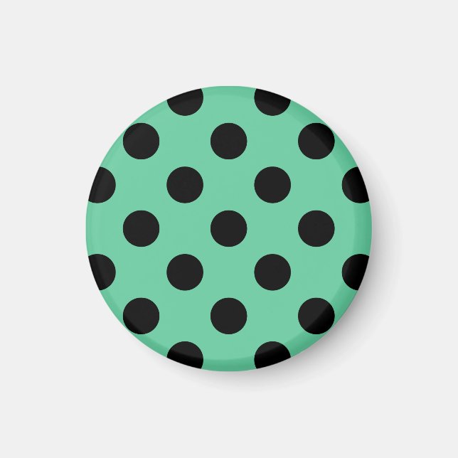 Aimant Pois noirs sur vert menthe (Devant)