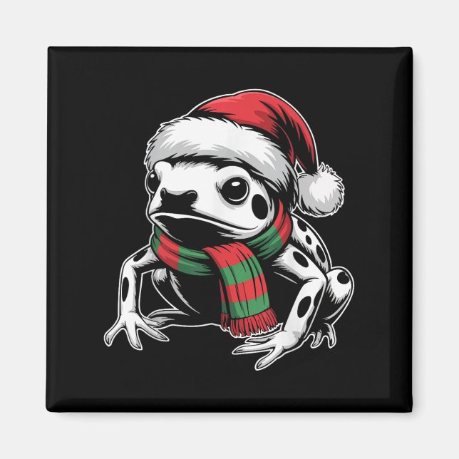 Aimant Poison Dart Frog Xmas Santa Hat Écharpe Noël Co (Devant)