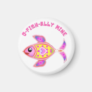 Aimant Poisson à cœur lumineux : Vie marine kawaii néon r