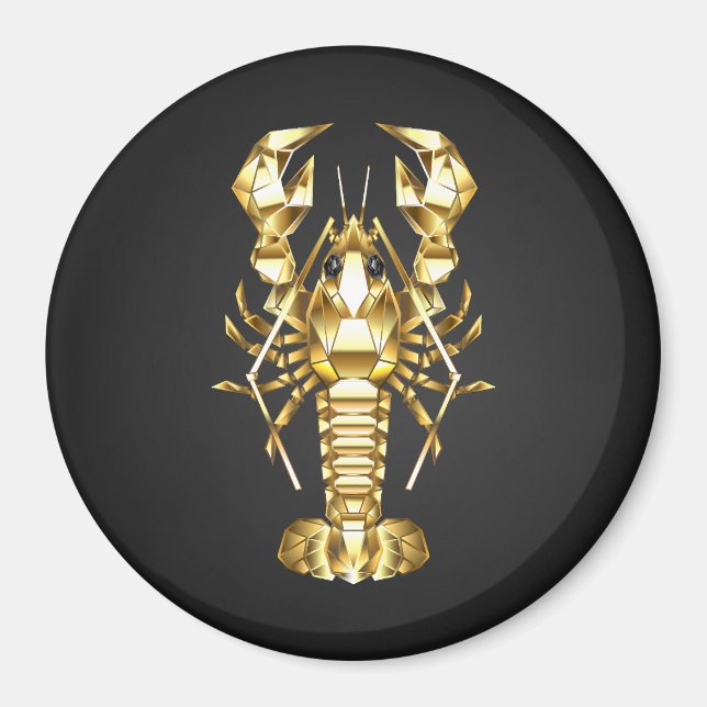 Aimant Poisson à langouste polygonale dorée sur noir (Devant)