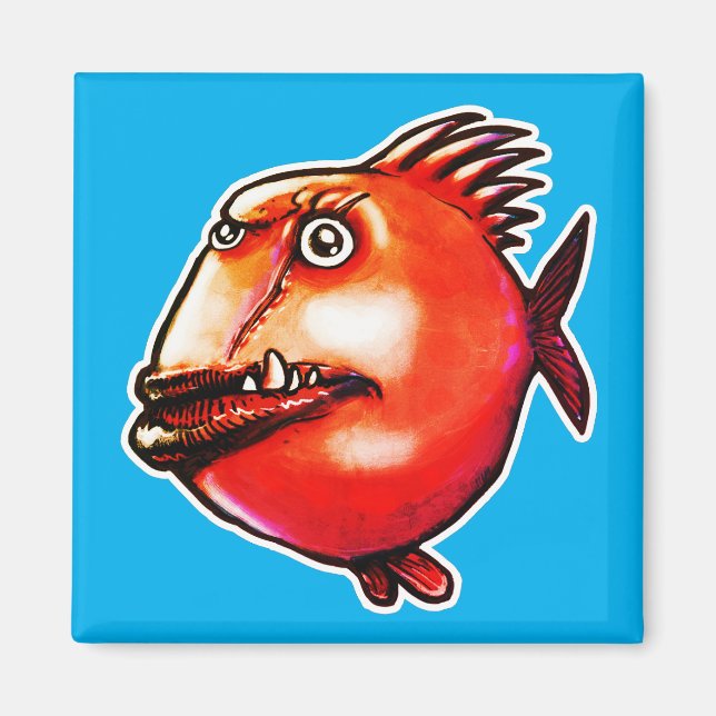 Aimant poisson au visage laid drôle dessin animé (Devant)