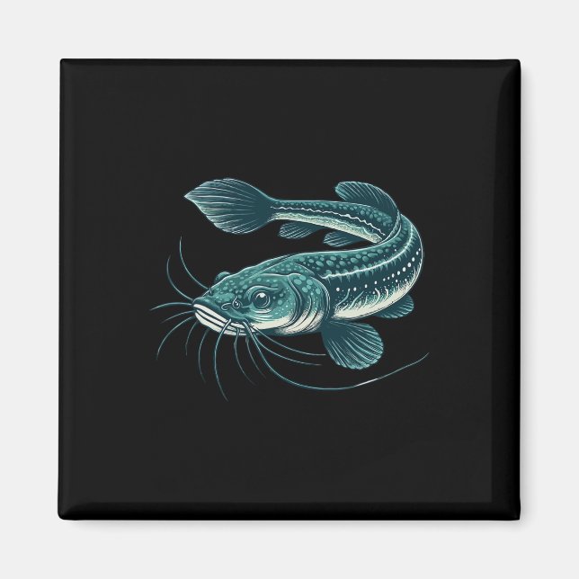 Aimant Poisson-chat marchant d'art de pêche vintage (Devant)