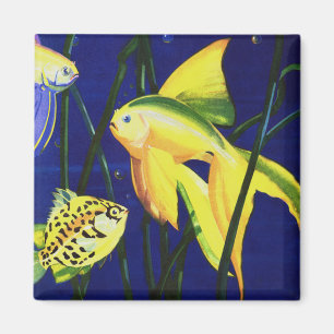 Aimant Poisson de la vie marine vintage, poisson rouge fa