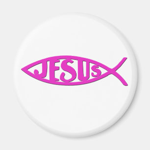 Aimant Poisson Jésus (rose amer)
