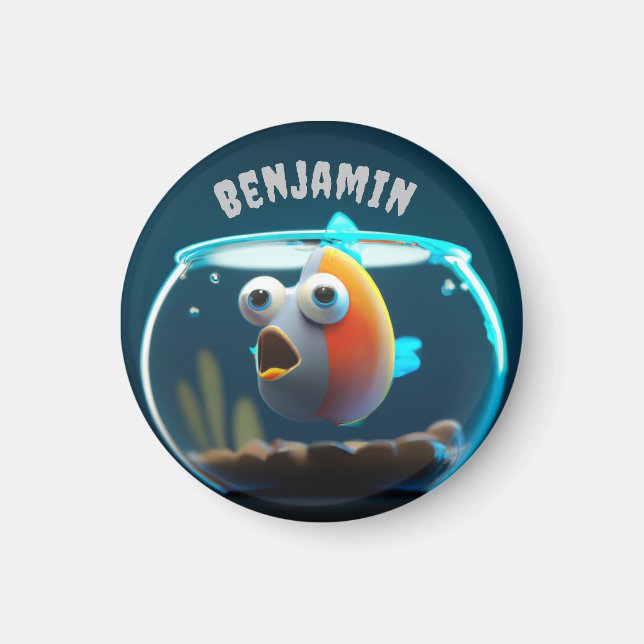 AIMANT POISSON MIGNON SURPRIS PERSONNALISÉ (Devant)