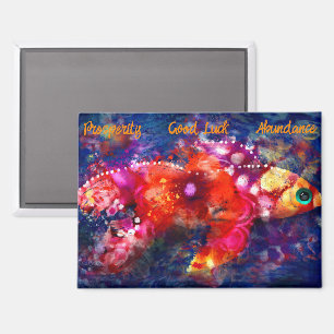 Aimant Poisson Rouge Abstrait Fantaisiste Rose Orange Vio