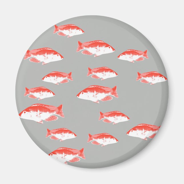 Aimant Poisson rouge et gris (Devant)