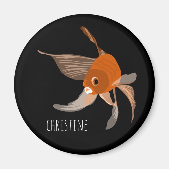 Aimant Poisson rouge moderne illustration minimale nom no (Devant)