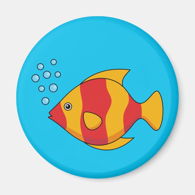 Aimant Poisson rouge orange tropical (Devant)