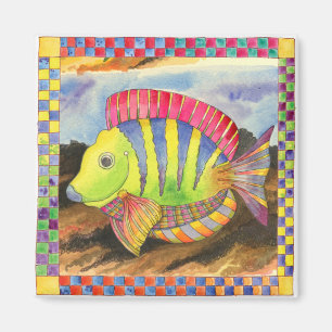 Aimant Poissons avec la frontière Checkered #3