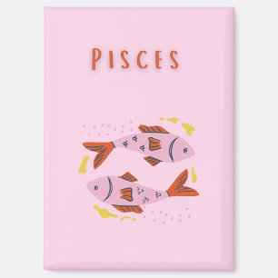 Aimant Poissons rose, zodiaque, impression signe du zodia