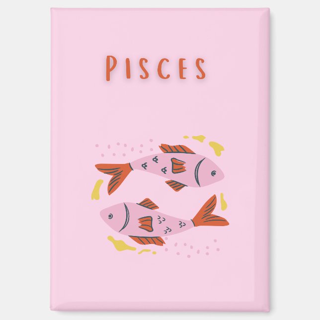 Aimant Poissons rose, zodiaque, impression signe du zodia (Recto)