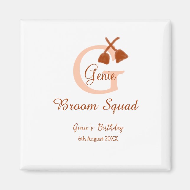 Aimant Poitrine Brown Squad Anniversaire Nom de la pêche  (Devant)