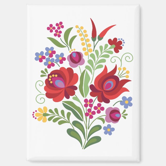 Aimant Poivrons Rouges Motif Folklorique Hongrois (Recto)