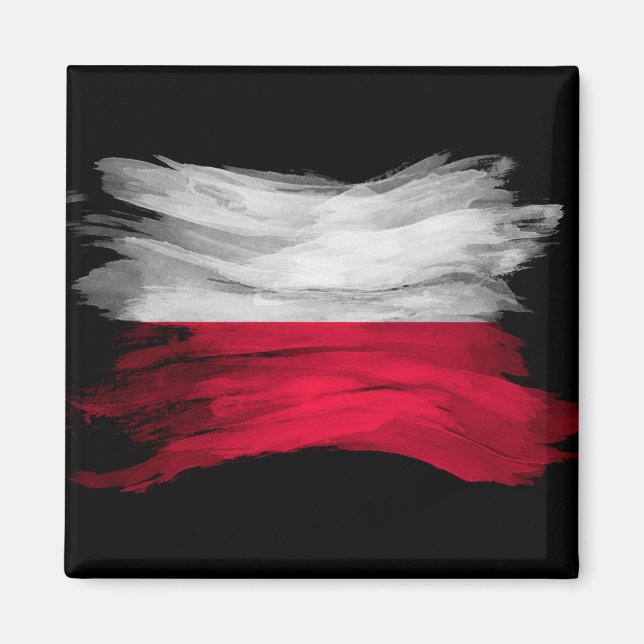 Aimant Poland flag brush stroke, national flag (Devant)