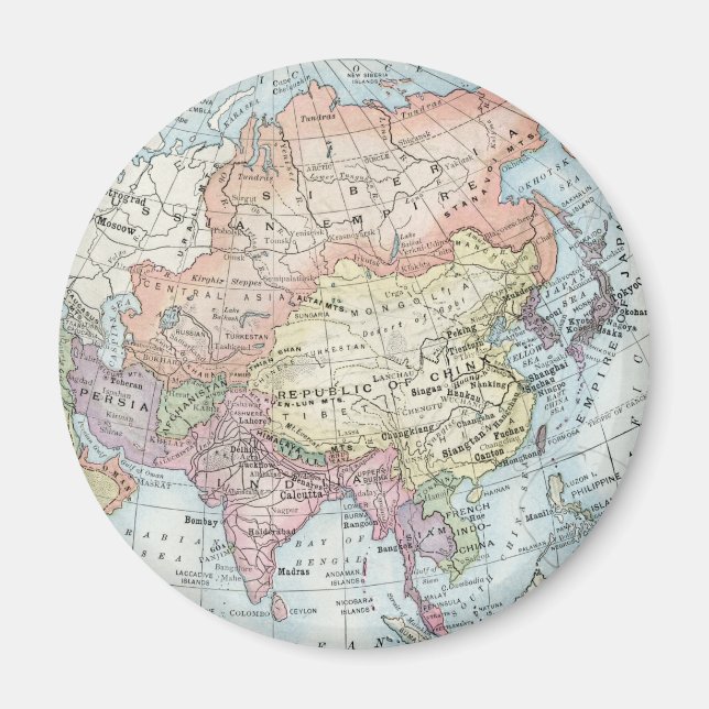 Aimant Political Map of Asia (1916) (Devant)