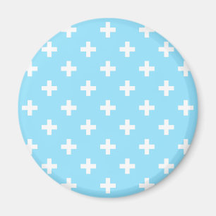 Aimant Polka blanche croise sur bleu bébé