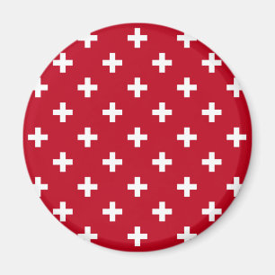 Aimant Polka blanche croise sur rouge