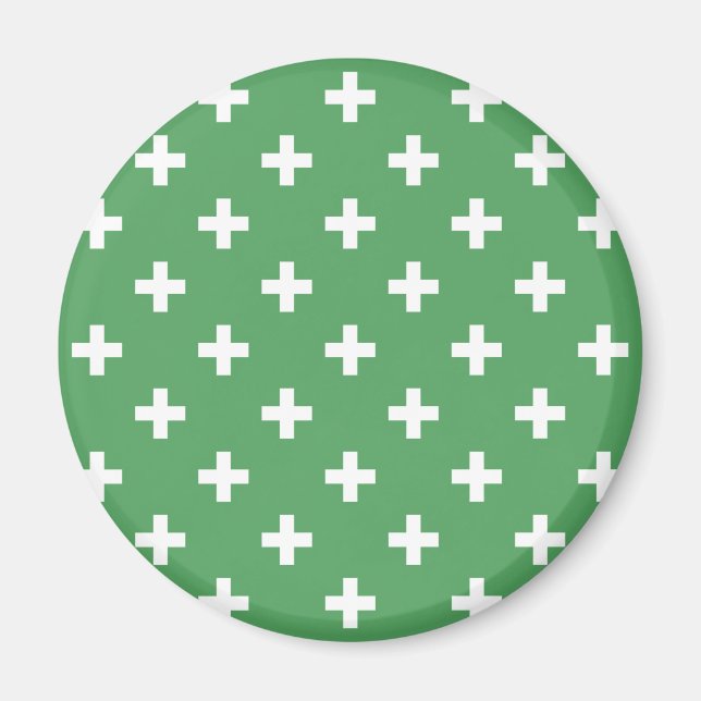 Aimant Polka blanche croise sur vert (Devant)