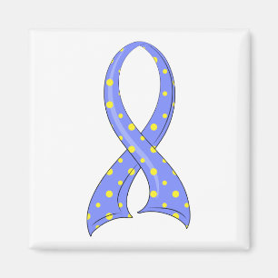 Aimant Polka Dot Blue Yellow Ribbon Down Syndrome